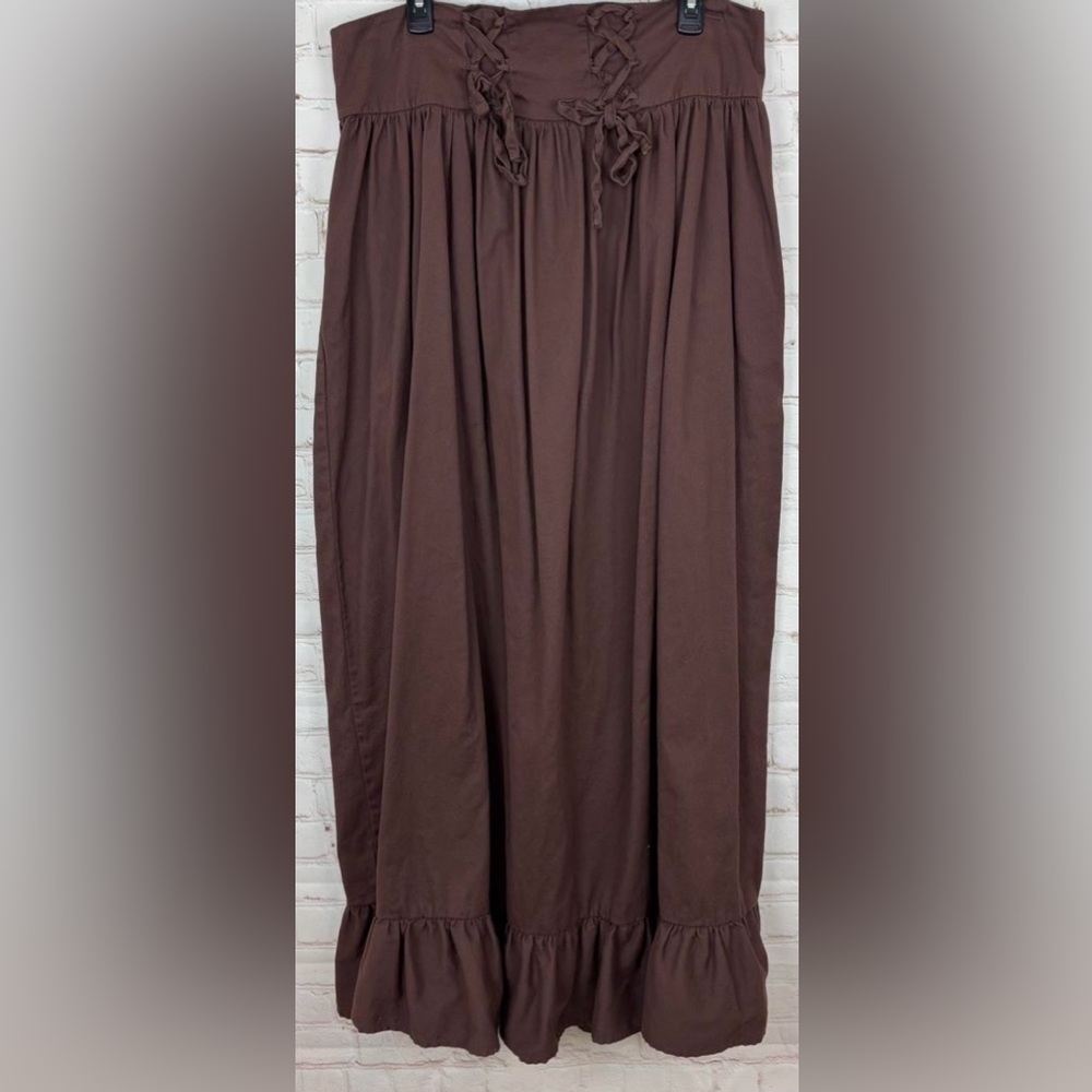 Thorn & Fable brown long corset style maxi skirt SZ 2 boho hip cottage hot